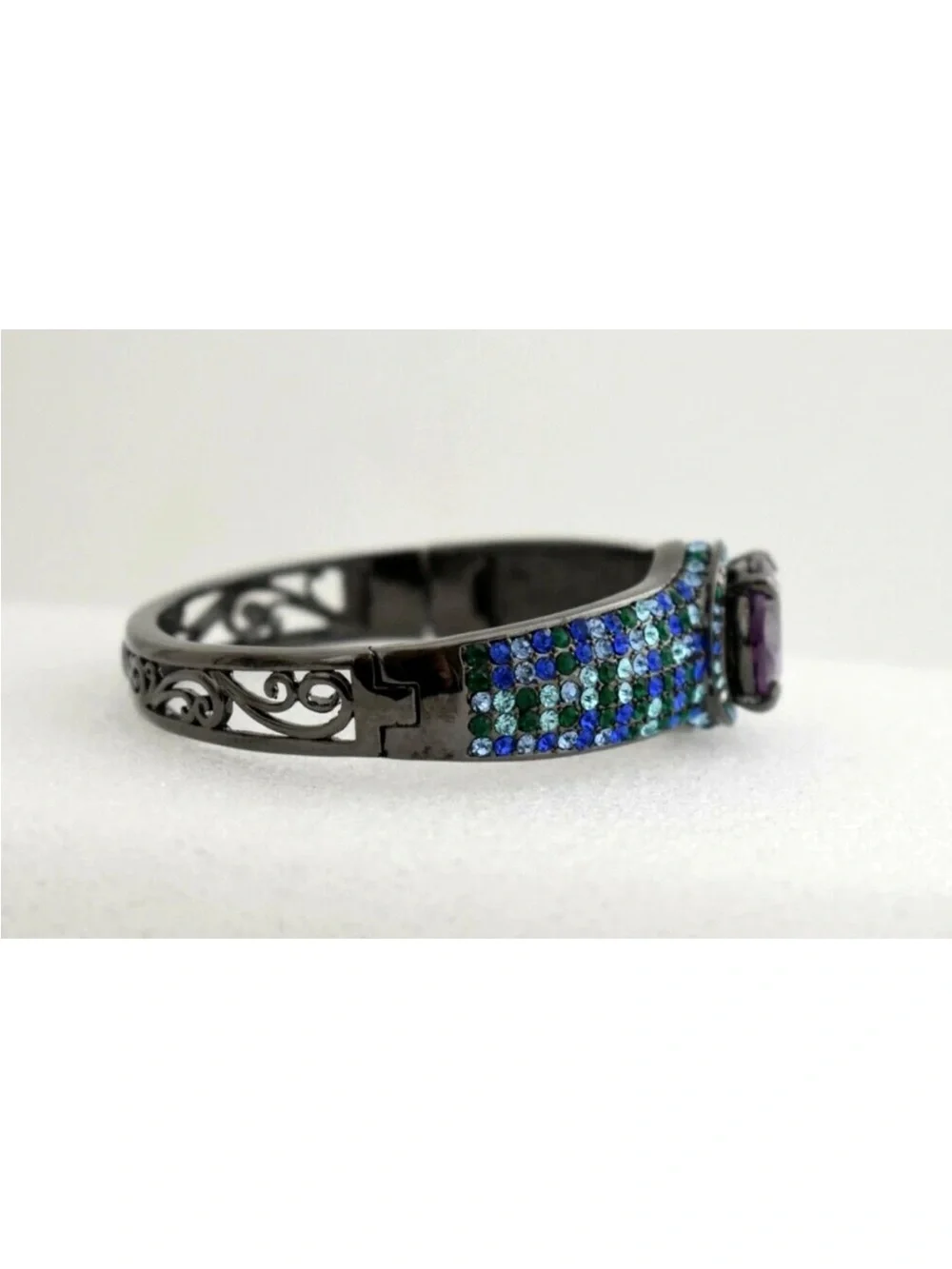 Purple Center Stone Pavé Blue-Green Crystal Bracelet